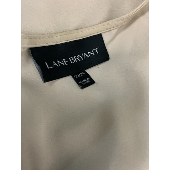 22/24 Lane Bryant Tan Goldtone Jewel Faux Wrap Banded Bottom Top Sheer - Picture 7 of 7